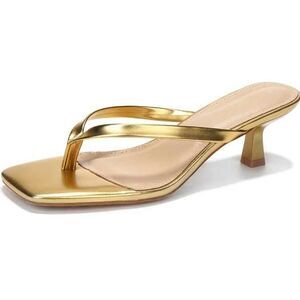 Kitten Heels Sandals Square Open Toe Flip Flop Heels 1.8-2 Inch Heeled Sandals